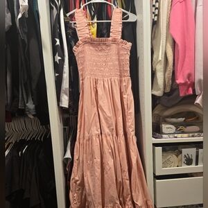Abercombie And Fitch Pink Smocked Maxi Dress